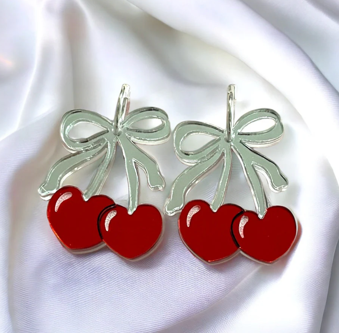 Cherry Bow Coquette Hoop Earrings