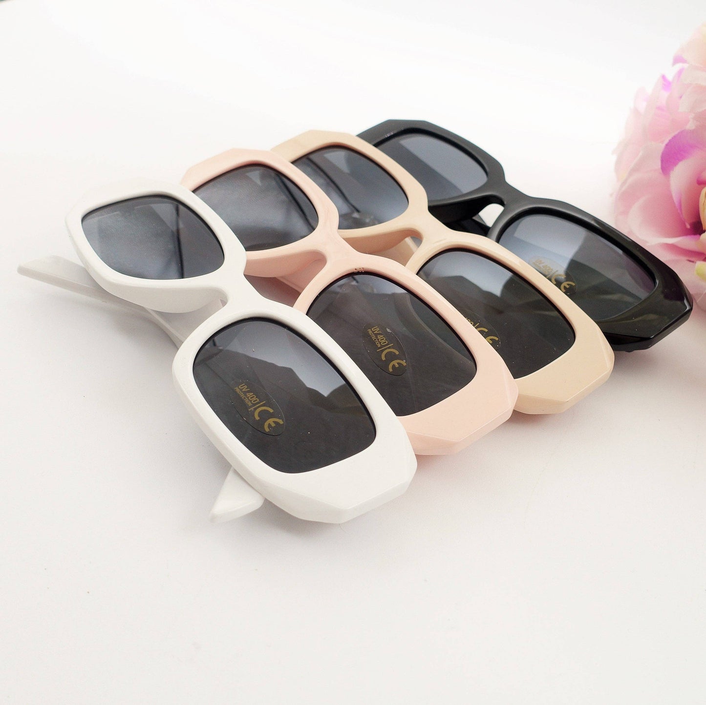 EMILIA - MAXI Sunglasses with Geometric Effects UV400 with case