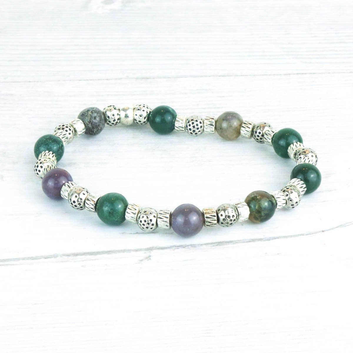 Olomana Agate Stone & Silver Bracelet, by Pineapple Island