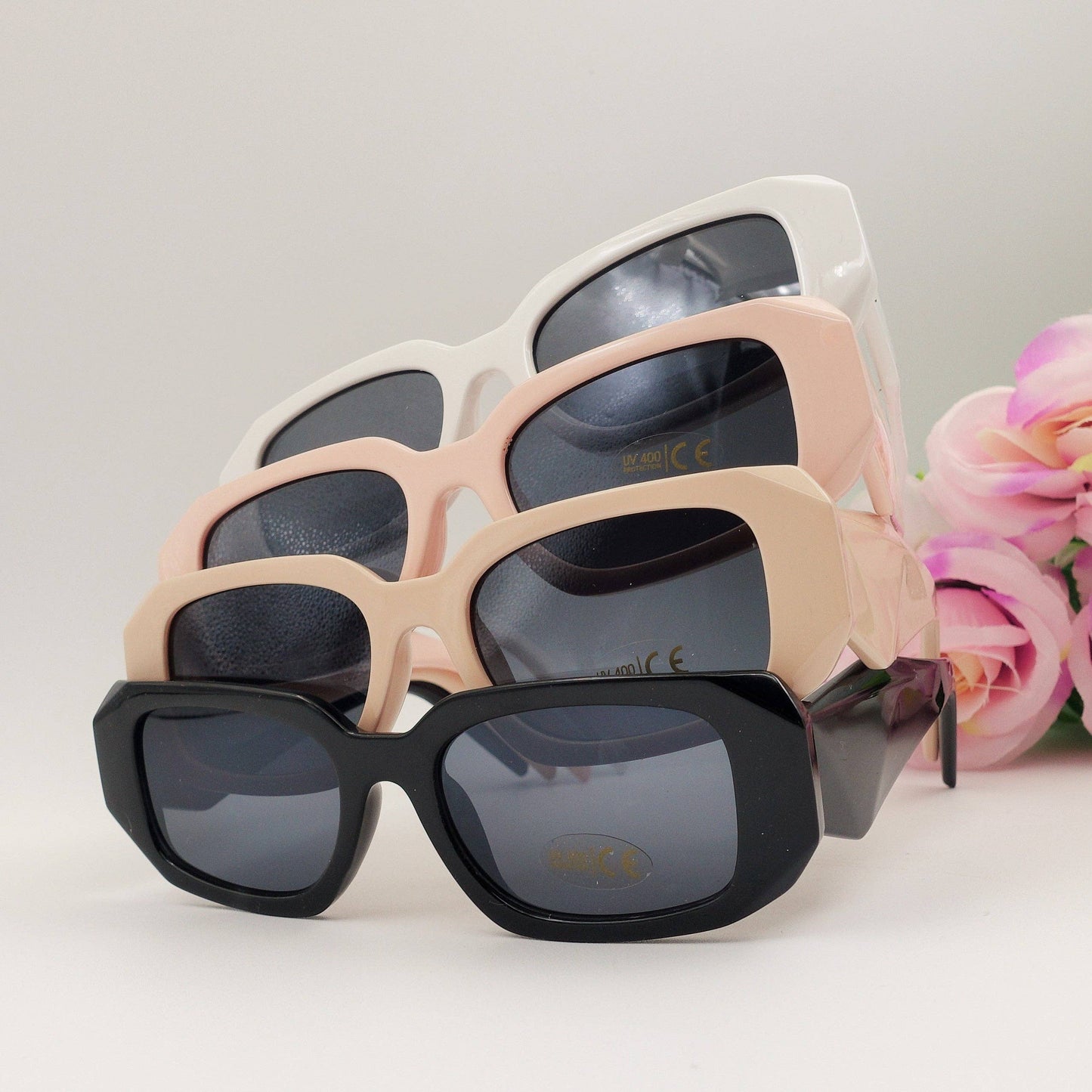 EMILIA - MAXI Sunglasses with Geometric Effects UV400 with case