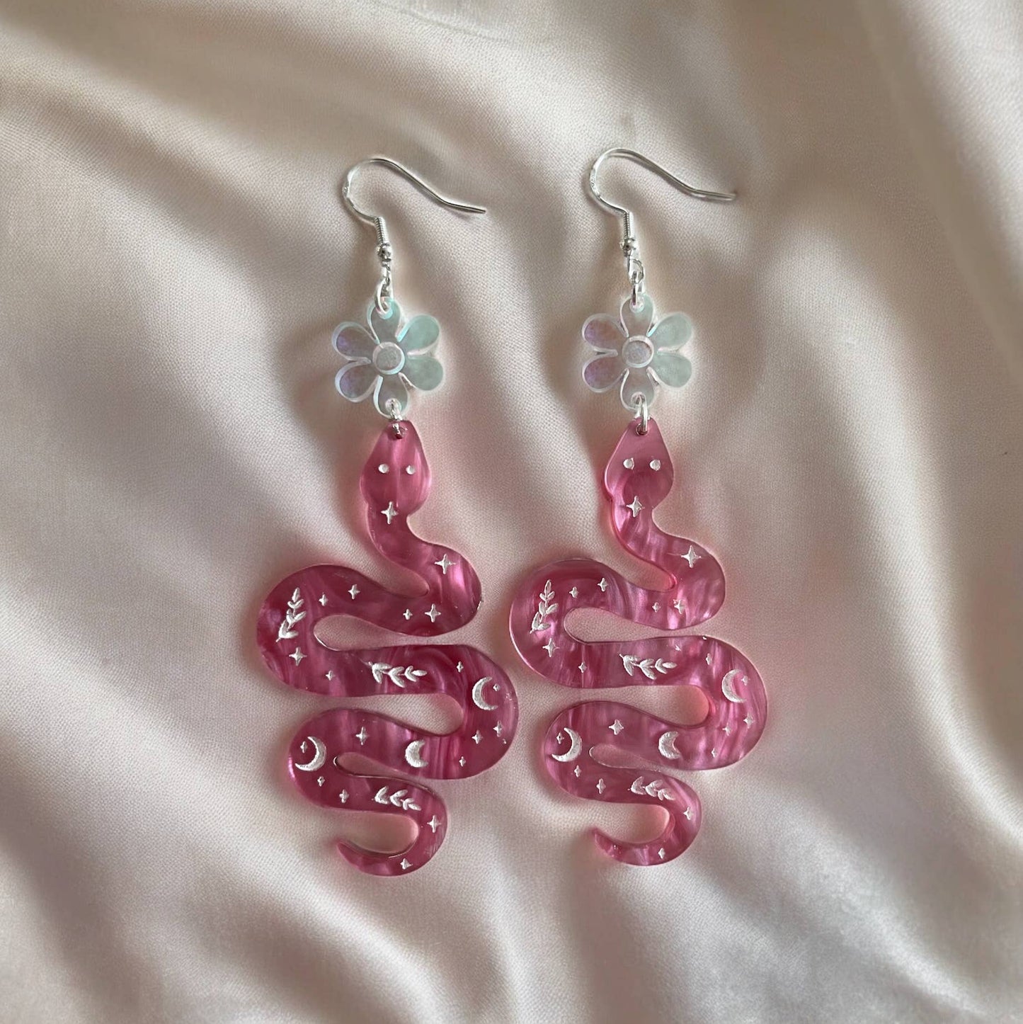 Groovy Daisy Snake Celestial Earrings