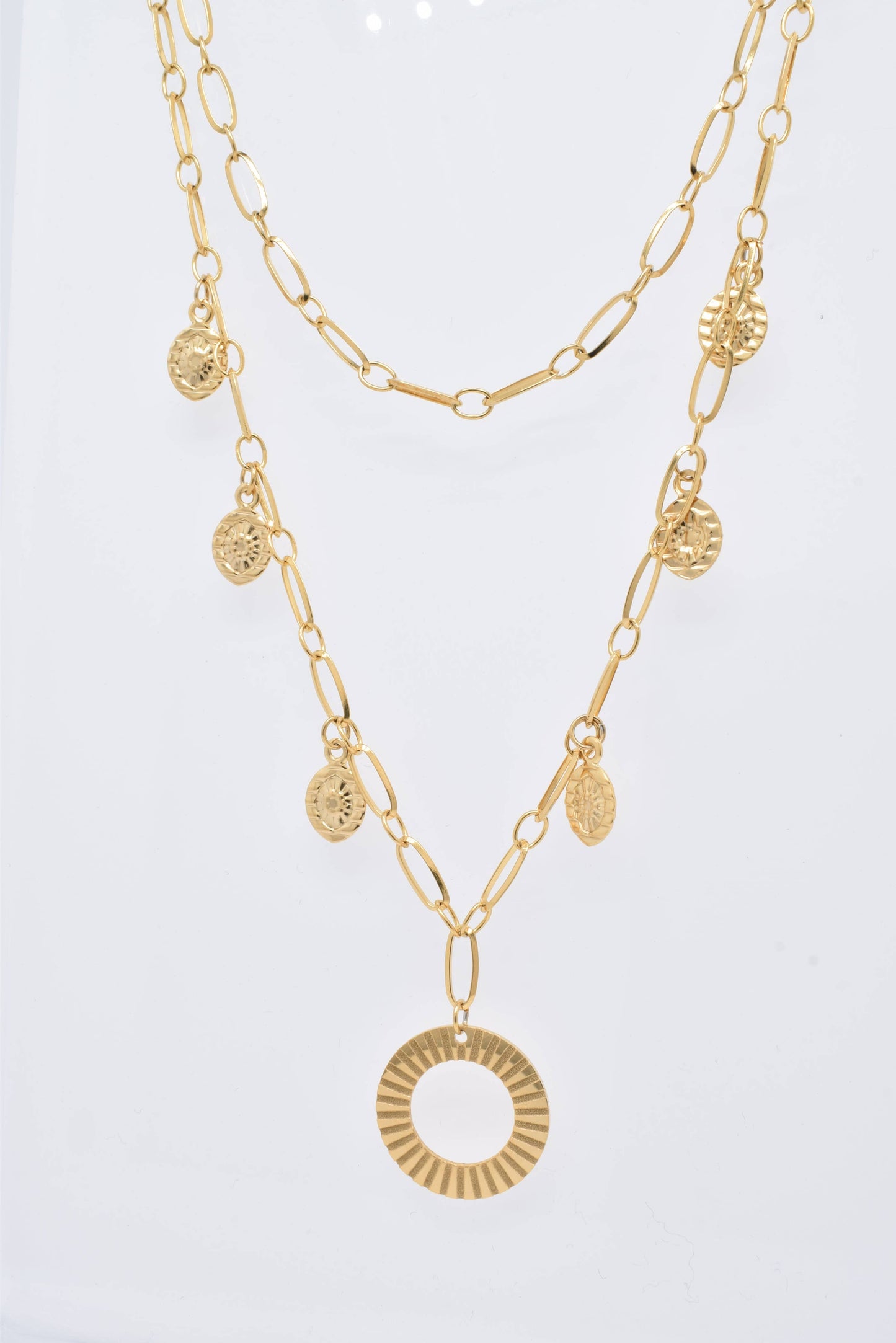 NECKLACE - Two Row Gold Steel necklace - Adjustable