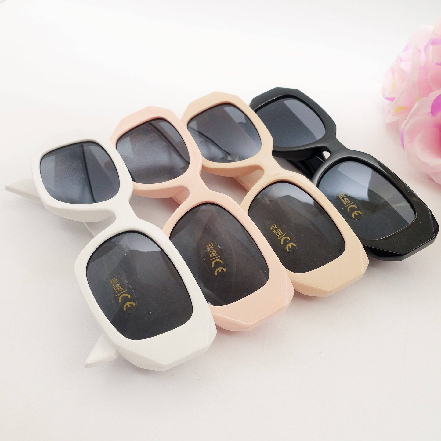 EMILIA - MAXI Sunglasses with Geometric Effects UV400 with case