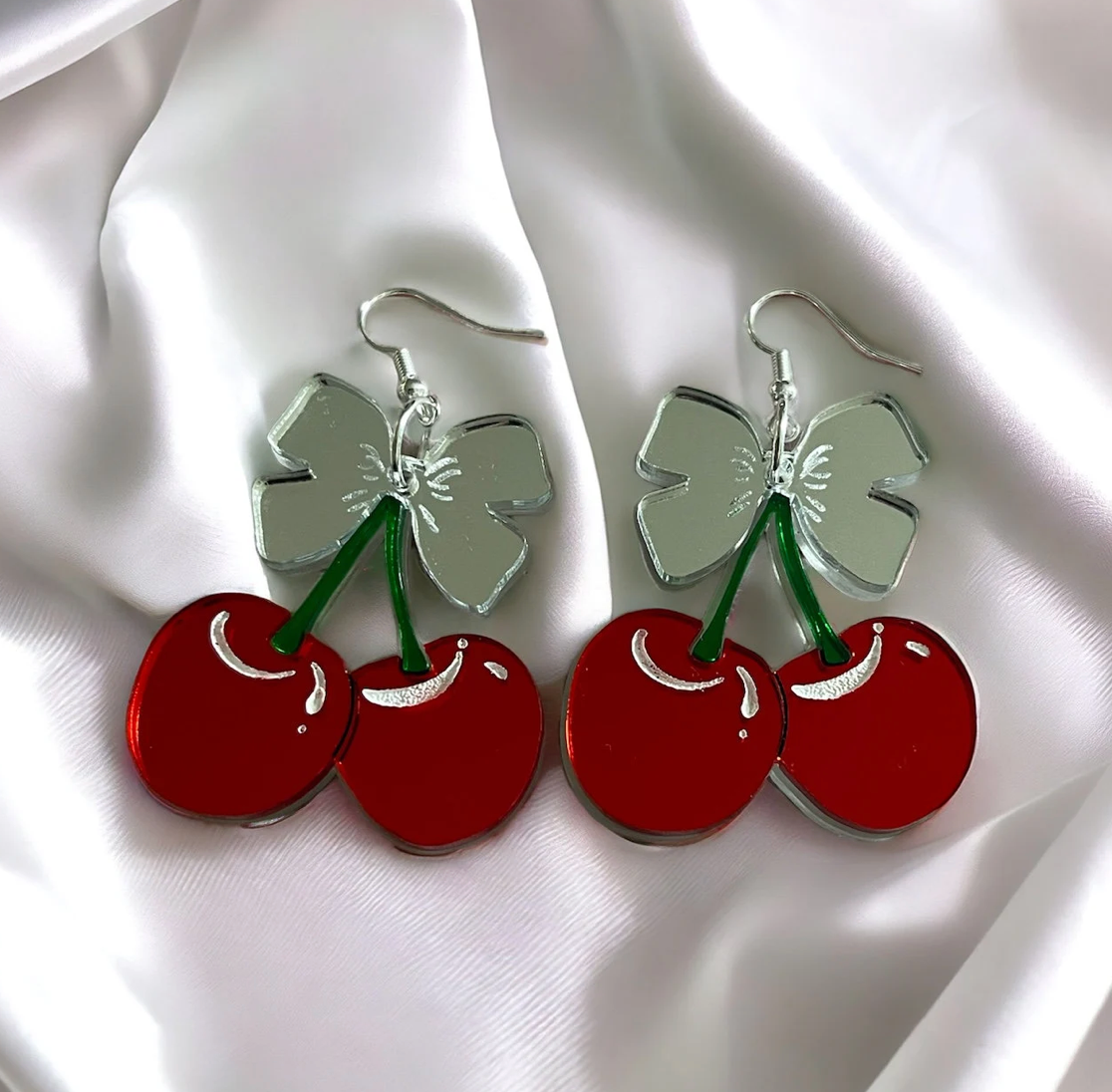 Cherry Bow Coquette Hoop Earrings
