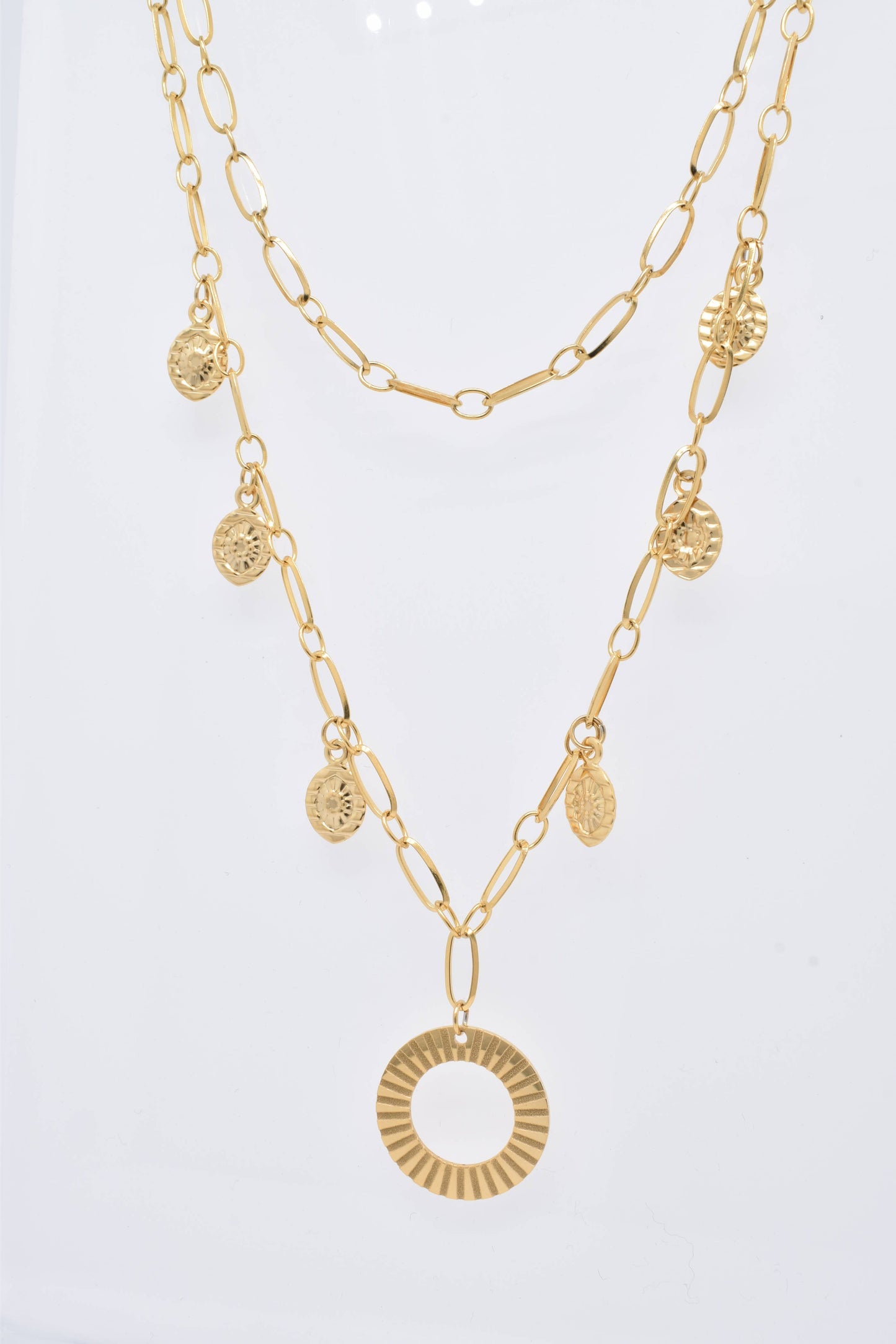 NECKLACE - Two Row Gold Steel necklace - Adjustable