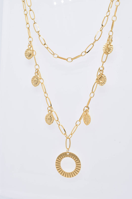 NECKLACE - Two Row Gold Steel necklace - Adjustable