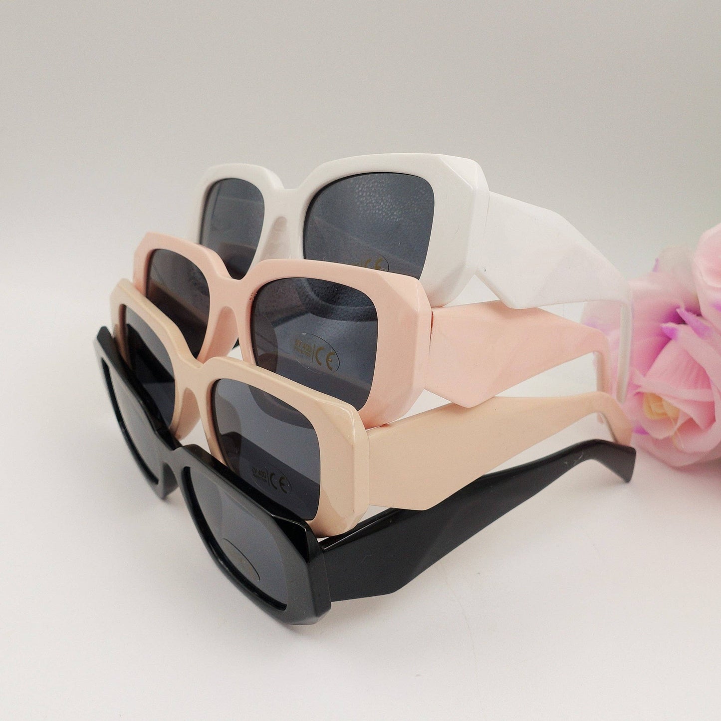 EMILIA - MAXI Sunglasses with Geometric Effects UV400 with case