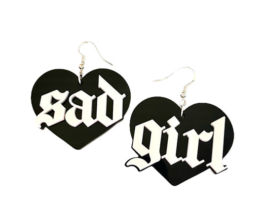 Sad Girl Emo Earrings, Goth Grunge Edgy Earrings