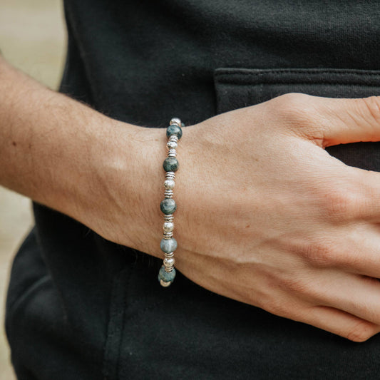 Olomana Agate Stone & Silver Bracelet, by Pineapple Island